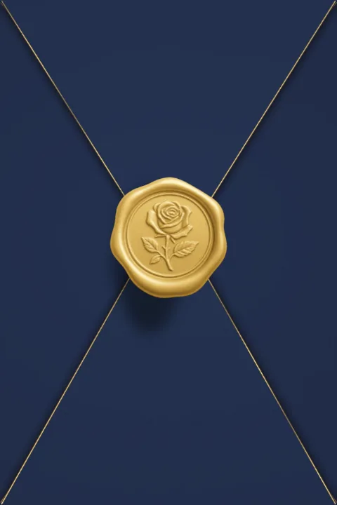 Umschlag Navy · Gold-Rose, geschlossen