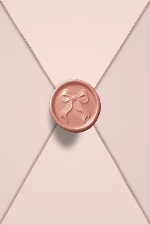 Umschlag Blush · Roségold-Schleife, geschlossen
