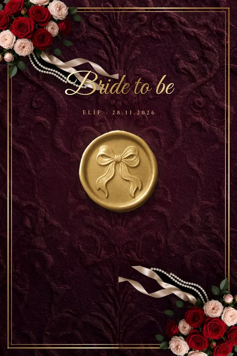 Umschlag Bordeaux-Samt · Gold-Schleife, geschlossen