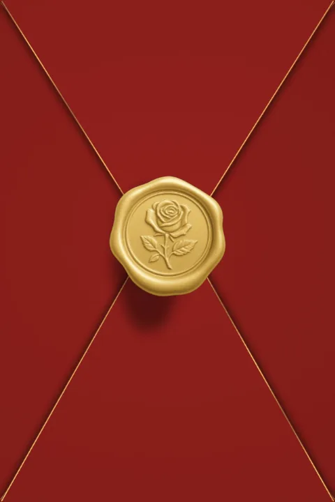 Umschlag Kına-Rot · Gold-Rose, geschlossen