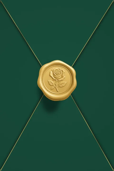 Umschlag Smaragdgrün · Gold-Rose, geschlossen